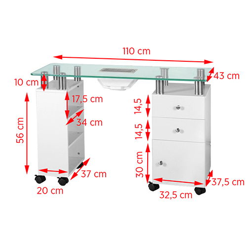 Professional manicure table - 0104551 MANICURE TROLLEY CARTS-TABLES