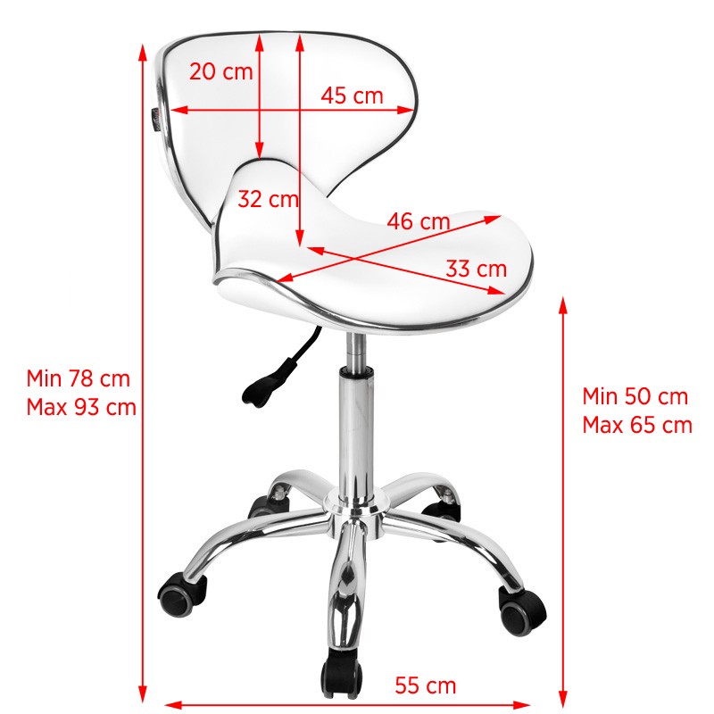 Professional manicure & aesthetic stool white - 0106672 MANICURE CHAIRS - STOOLS