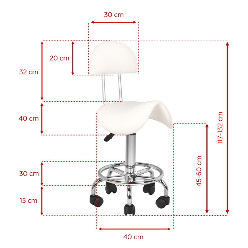 Professional manicure & cosmetic stool white - 0118590 MANICURE CHAIRS - STOOLS