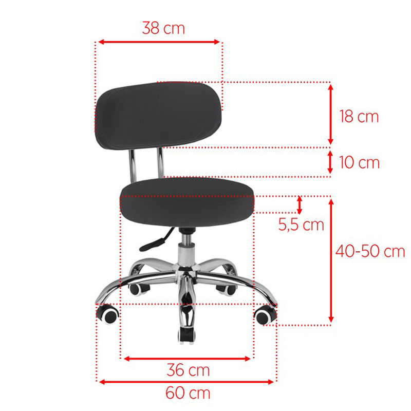 Professional pedicure & cosmetic stool black - 0119728 PEDICURE STOOLS
