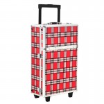 Professional makeup and hairdressing case Box S-015 Red Grid - 0122854 MAKE UP - MANICURE - HAIRDRESSING CASES