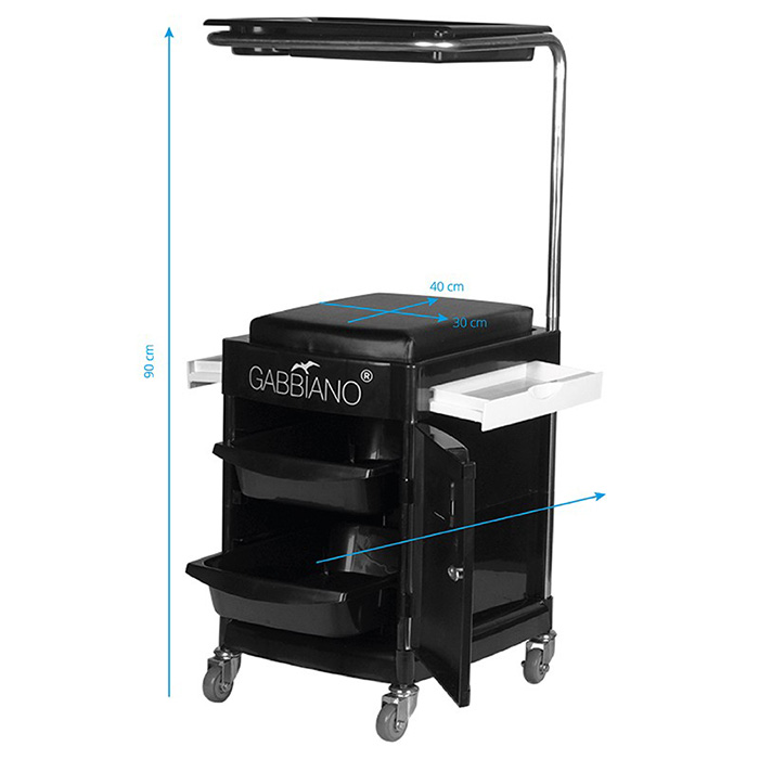 Professional pedicure assistant with black stool - 0125887 PEDICURE STOOLS