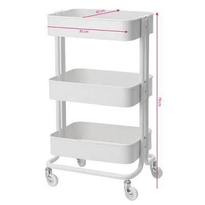 Metallic wheeled cosmetic assistant white - 0128333