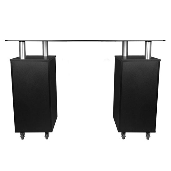 Manicure table with glass surface Black - 0128381 MANICURE TROLLEY CARTS-TABLES