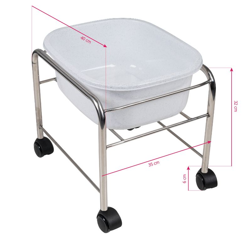Wheeled pedicure assistant with basin Chrome - 0131508 FOOTSTOOLS-HELPERS