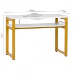 Manicure table with nail dust collector  White-gold - 0137797 MANICURE TROLLEY CARTS-TABLES