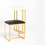 Luxury aesthetic stool Agnes Gold White  - 0138358 MANICURE CHAIRS - STOOLS
