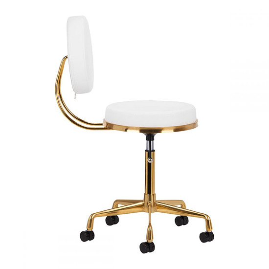 Professional manicure & cosmetic stool Comfort White-Gold - 0140260 OFFERS