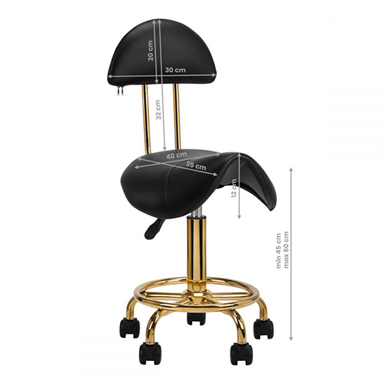 Professional manicure & cosmetic stool gold black - 0140906 MANICURE CHAIRS - STOOLS