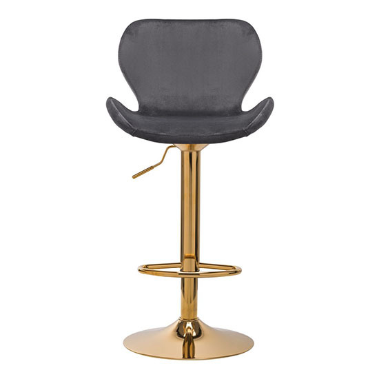 Bar stool velvet QS-B15 Gray - 0141186 ОБОРУДВАНЕ ЗА ГРИМ
