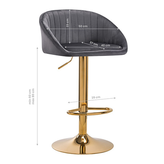 Bar stool velvet Gray -  0141189 MAKE-UP FURNITURE