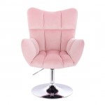 Lounge Chair Silver Base Velvet Pink - 5400191 AESTHETIC STOOLS