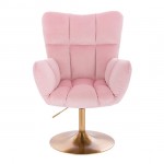 Lounge Chair Gold Base Velvet Pink - 5400192 AESTHETIC STOOLS