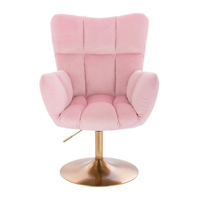 Lounge Chair Gold Base Velvet Pink - 5400192