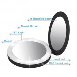 USB Round compact Power Bank Led makeup mirror Black 9cm - 6900000 КОЗМЕТИЧНИ КУТИИ ЗА СЪХРАНЕНИЕ