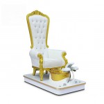 Throne Spa pedicure chair wood frame with Led light White and Gold - 6950101 PEDICURE THRONES-SPA CHAIRS