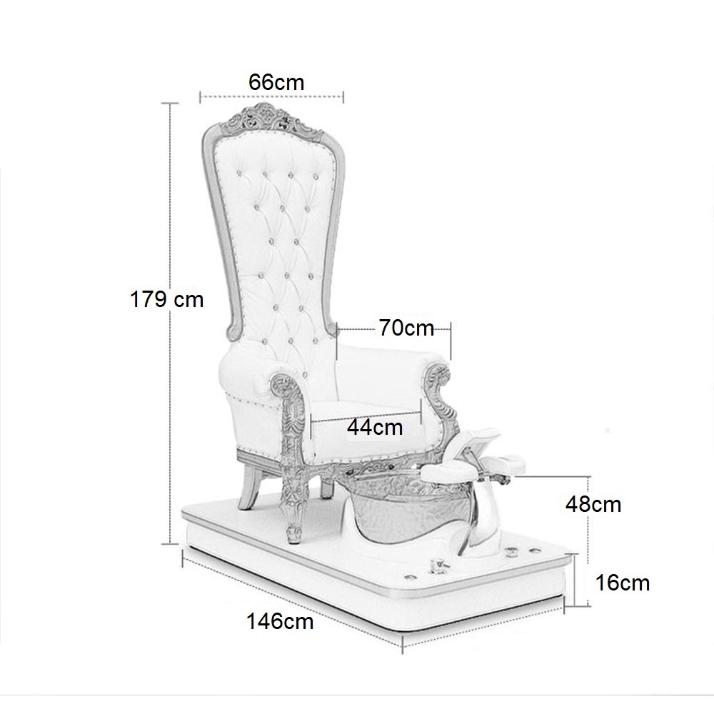 Throne Spa pedicure chair wood frame with Led light White and Silver - 6950102 PEDICURE THRONES-SPA CHAIRS