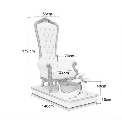 Throne Spa pedicure chair wood frame with Led light White and Silver - 6950102
