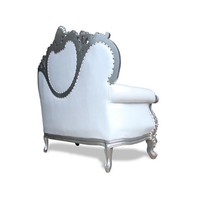 Throne waiting chair white & silver frame large 183cm - 6950109