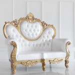 Throne waiting chair white & gold frame large 183cm - 6950110 MANICURE TROLLEY CARTS-TABLES