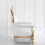 Throne waiting chair white & gold frame large 183cm - 6950110 MANICURE TROLLEY CARTS-TABLES