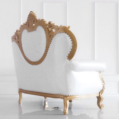 Throne waiting chair white & gold frame large 183cm - 6950110