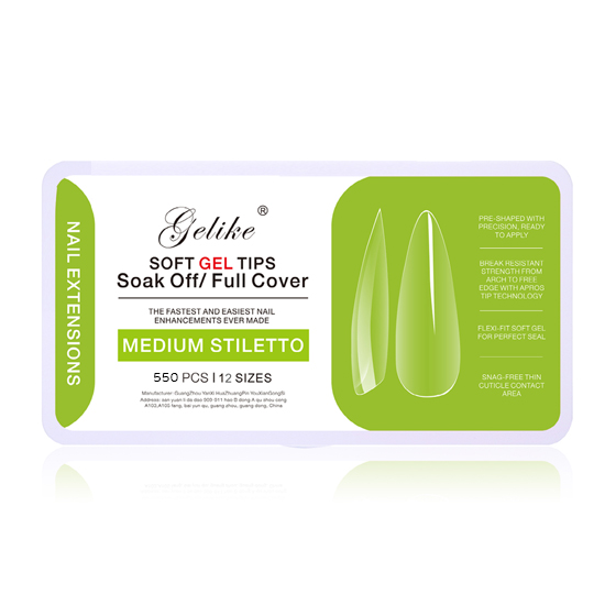 Soft Gel Tips Full Cover Medium Stiletto 550pcs. Νο.3 - 4220119 