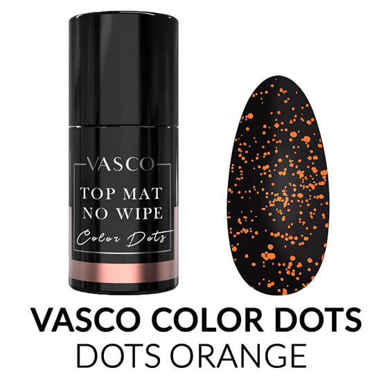 Vasco semi-permanent varnish Top no wipe mat dots Orange 7ml - 8117251 VASCO ГЕЛ ЛАКОВЕ - ВСИЧКИ ЦВЕТОВЕ