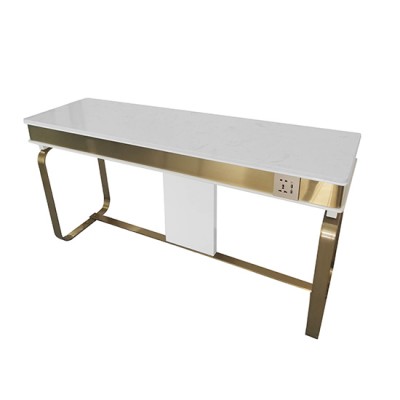 Table marble top and stainless steel holder for 2 persons 150cm- 6990147