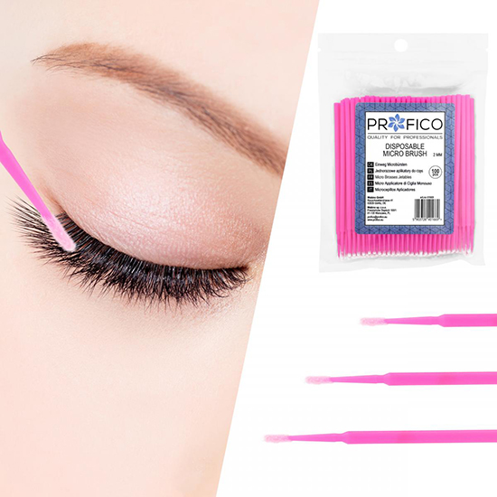Profico disposable eyelash applicator 2.5mm 100pcs. Pink - 3280365 EYELASHES