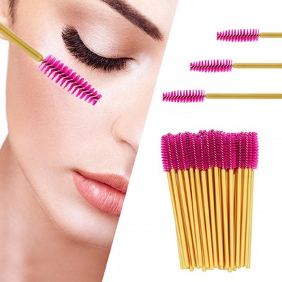 Profico disposable eyelash brushes 50pcs. Gold Pink - 3280348