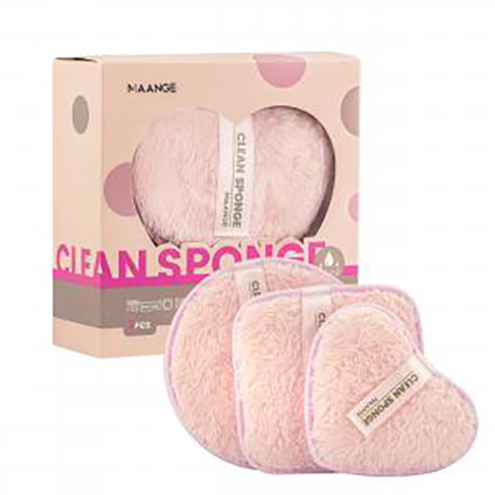 Set of 3 Clean Sponge Baby Pink make-up removal and face cleansing sponges in a box - 3280393 BRUSHES-SPONGES-LOTION-ACCESSORIES 