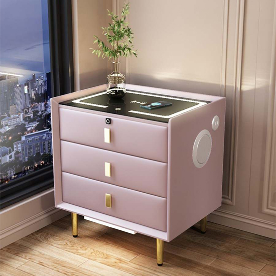Smart bedside table Leather Passion Light Pink - 6900186 OFFERS