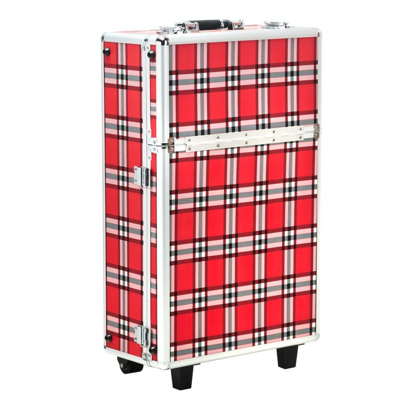 Professional makeup and hairdressing case Box S-015 Red Grid - 0122854 MAKE UP - MANICURE - HAIRDRESSING CASES