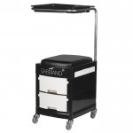 Professional pedicure assistant with black stool - 0125885 PEDICURE STOOLS