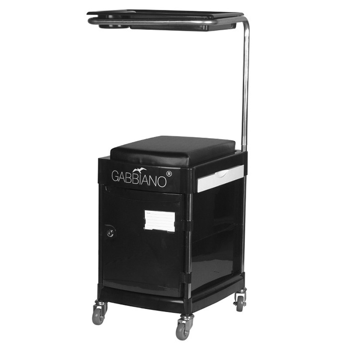 Professional pedicure assistant with black stool - 0125887 PEDICURE STOOLS