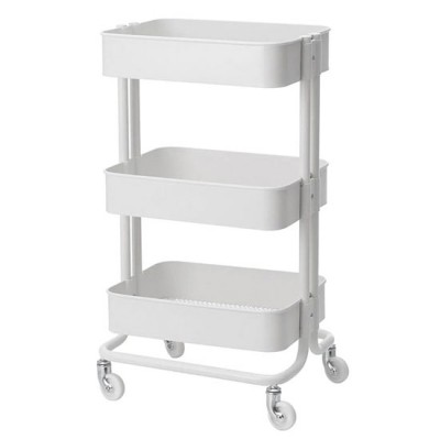 Metallic wheeled cosmetic assistant white - 0128333