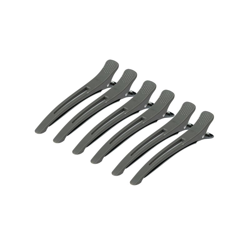 Hairdressing clips 11,5cm 6pcs. Gray - 0133246 ACCESSORIES - WORK PRODUCTS - HAIR COLOUR ACCESORIES 