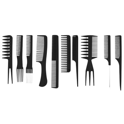 Professional set of combs N-19 10 pieces Black - 0133295