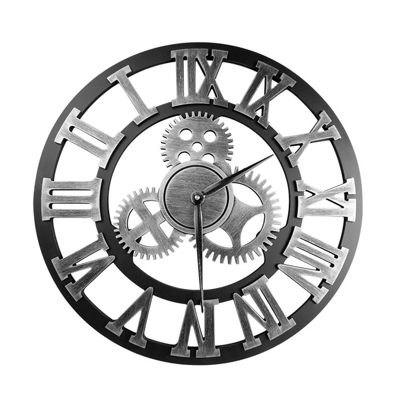 Decorative hair salon clock Silver Gears - 0135174 WALL CLOCKS
