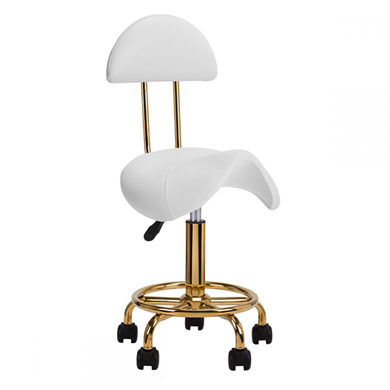 Professional manicure & cosmetic stool gold white - 0140907 MANICURE CHAIRS - STOOLS