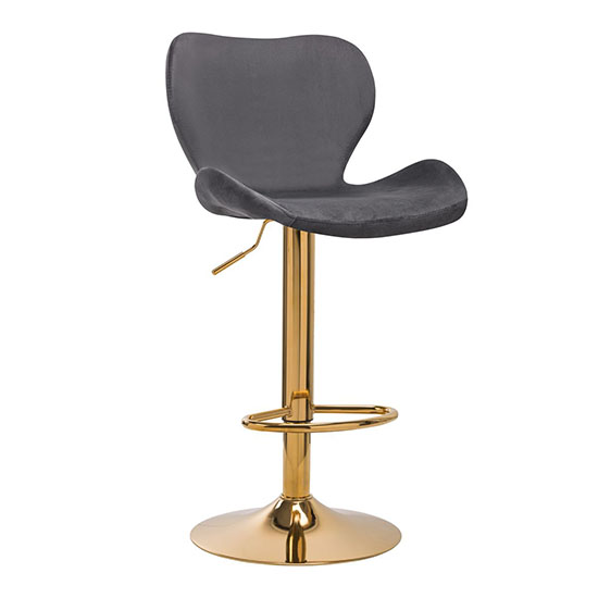 Bar stool velvet QS-B15 Gray - 0141186 ОБОРУДВАНЕ ЗА ГРИМ