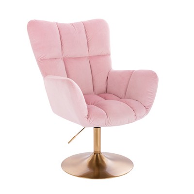 Lounge Chair Gold Base Velvet Pink - 5400192
