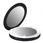 USB Round compact Power Bank Led makeup mirror Black 9cm - 6900000 COSMETIC STORAGE BOXES