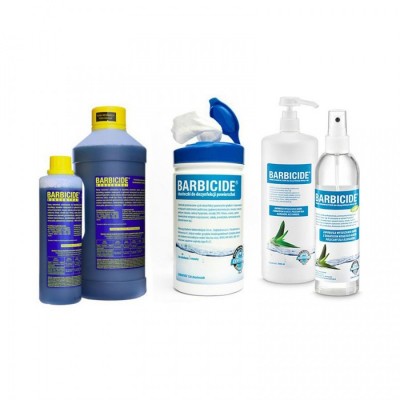 Barbicide Set concentrated disinfection liquid 2000ml - surface disinfection wipes 120pcs. - hand and body disinfectant liquid 250ml - 0140776