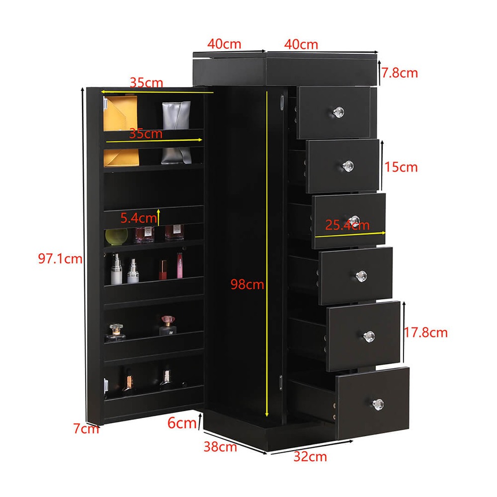 Vanity Station Storage  & Jewelry Organizer Black-6961041 BOUDOIR LUXURY COLLECTION
