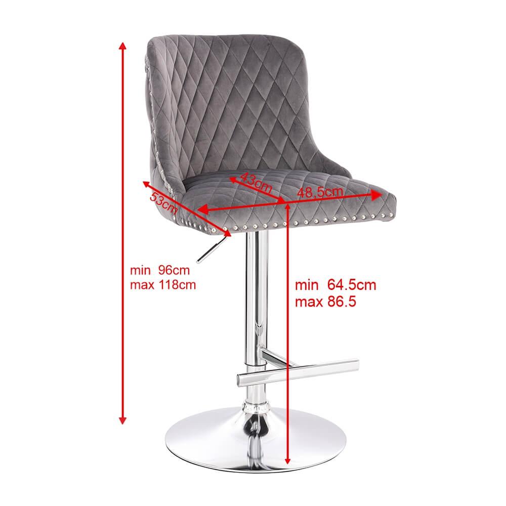Luxury Bar stool Lion King Velvet Dark Grey - 5450103 