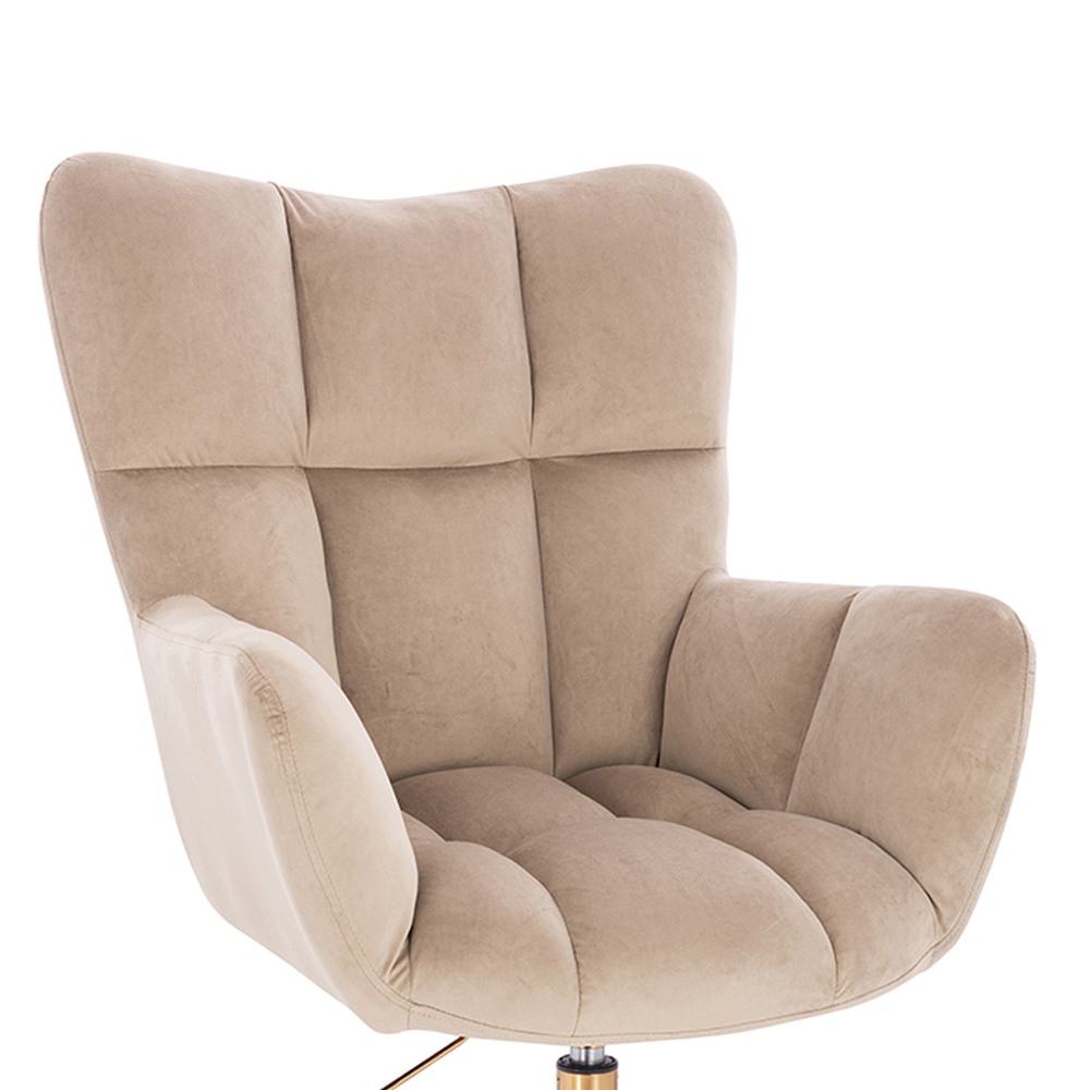 Lounge Chair Gold Velvet Light Brown-5400342 AESTHETIC STOOLS