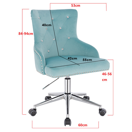 Vanity chair Velvet with Crystals Mint Blue Color - 5400226