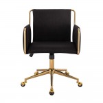  Premium work & beauty chair Gold Black Linen-5400336 КОЗМЕТИЧНИ ТАБУРЕТКИ
